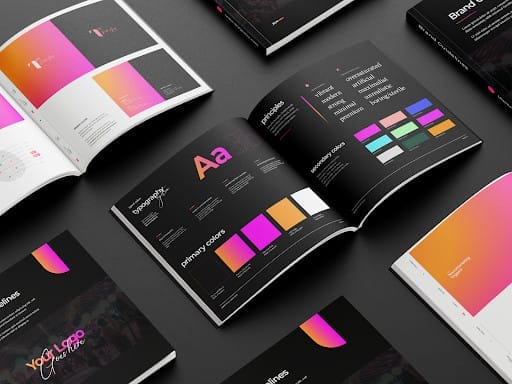 T Palmer Agency brand guidelines showcasing typography, brand colors, and styles